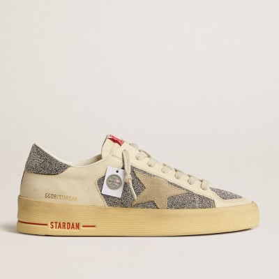 Golden Goose Women's Stardan Sneakers In Suede With Sand Star And Silver Swarovski Crystal Inserts GWF00128.F005164.10449