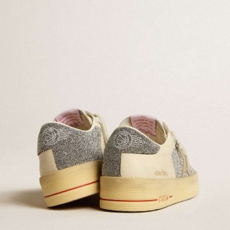 Golden Goose Women's Stardan Sneakers In Suede With Sand Star And Silver Swarovski Crystal Inserts GWF00128.F005164.10449