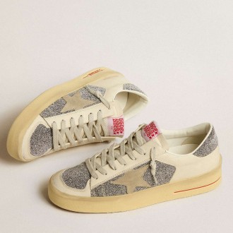 Golden Goose Women's Stardan Sneakers In Suede With Sand Star And Silver Swarovski Crystal Inserts GWF00128.F005164.10449