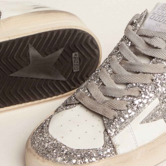 Golden Goose Women's Stardan Sneakers In White Leather And Glitter GWF00128.F002185.80185