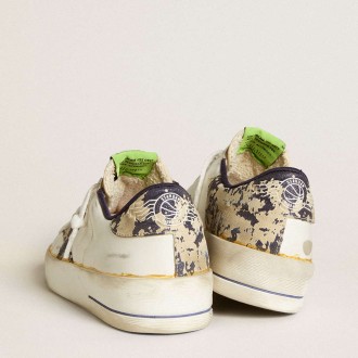 Golden Goose Women's Stardan Sneakers LAB In White Leather With A Camouflage Star And Heel Tab GWF00128.F006458.12105