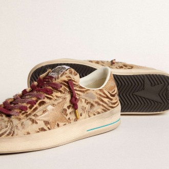 Golden Goose Women's Stardan Sneakers LTD In Animal-print Pony Skin With Gold Glitter Star GWF00128.F006043.82690