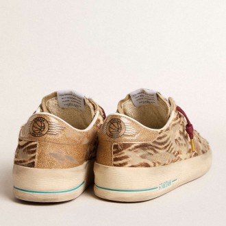 Golden Goose Women's Stardan Sneakers LTD In Animal-print Pony Skin With Gold Glitter Star GWF00128.F006043.82690