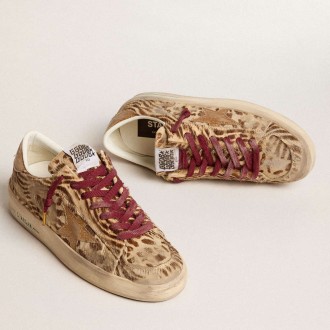 Golden Goose Women's Stardan Sneakers LTD In Animal-print Pony Skin With Gold Glitter Star GWF00128.F006043.82690