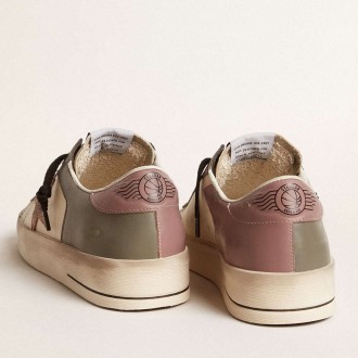 Golden Goose Women's Stardan Sneakers LTD In Gray Leather With A Pink Leather Star And Heel Tab GWF00128.F006006.82679