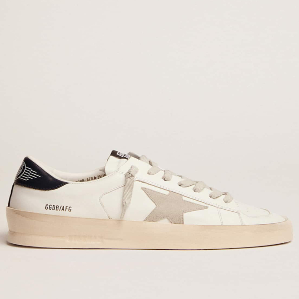 Golden Goose Women's Stardan Sneakers With Ice-gray Suede Star And Blue Heel Tab GWF00128.F000567.10220