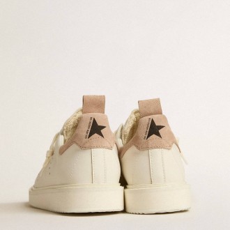 Golden Goose Women's Starter Sneakers In White Leather With Light Brown Nubuck Heel Tab GWF00127.F005198.10318