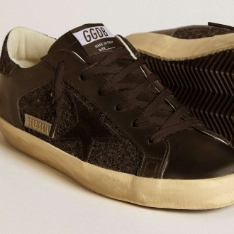 Golden Goose Women's Super-Star Sneakers In Black Glitter With Black Suede Star And Leather Inserts GWF00103.F006679.90100