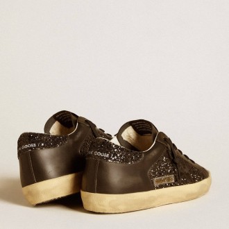 Golden Goose Women's Super-Star Sneakers In Black Glitter With Black Suede Star And Leather Inserts GWF00103.F006679.90100