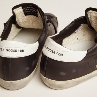 Golden Goose Women's Super-Star Sneakers In Black Leather With White Leather Star And Heel Tab GWF00101.F000321.80203