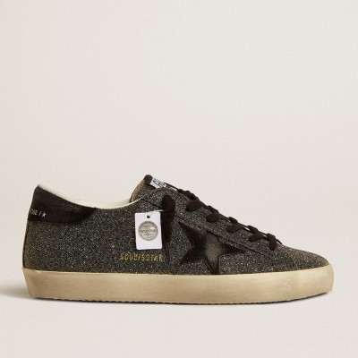 Golden Goose Women's Super-Star Sneakers In Black Swarovski Crystals With Black Suede Star GWF00101.F005170.90100