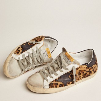 Golden Goose Women's Super-Star Sneakers In Leopard Print Leather GWF00101.F000565.80189