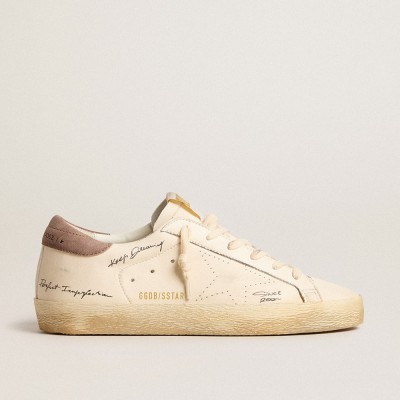 Golden Goose Women's Super-Star Sneakers In Nappa Leather With Perforated Star And Suede Heel Tab GWF00105.F005832.11853