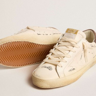 Golden Goose Women's Super-Star Sneakers In Nappa Leather With Perforated Star And Suede Heel Tab GWF00105.F005832.11853