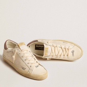 Golden Goose Women's Super-Star Sneakers In Nappa Leather With Perforated Star And Suede Heel Tab GWF00105.F005832.11853