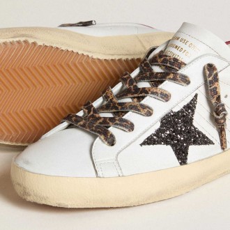 Golden Goose Women's Super-Star Sneakers In Nappa With Glitter Star And Red Nappa Heel Tab GWF00102.F006517.82813