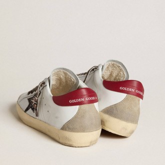 Golden Goose Women's Super-Star Sneakers In Nappa With Glitter Star And Red Nappa Heel Tab GWF00102.F006517.82813