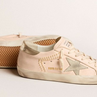 Golden Goose Women's Super-Star Sneakers In Pink Nappa With Ice-gray Star And Platinum Heel Tab GWF00101.F005968.25733