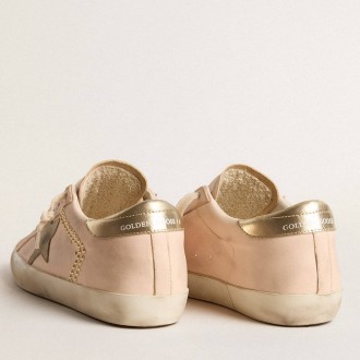 Golden Goose Women's Super-Star Sneakers In Pink Nappa With Ice-gray Star And Platinum Heel Tab GWF00101.F005968.25733