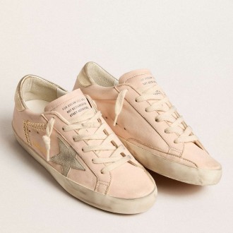 Golden Goose Women's Super-Star Sneakers In Pink Nappa With Ice-gray Star And Platinum Heel Tab GWF00101.F005968.25733