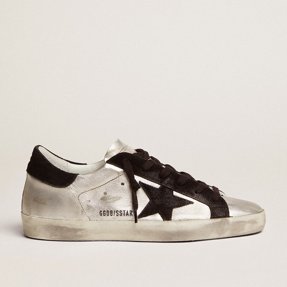 Golden Goose Women's Super-Star Sneakers In Silver Leather With Contrasting Inserts GWF00101.F000312.60246