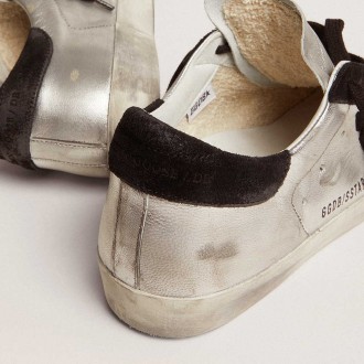 Golden Goose Women's Super-Star Sneakers In Silver Leather With Contrasting Inserts GWF00101.F000312.60246