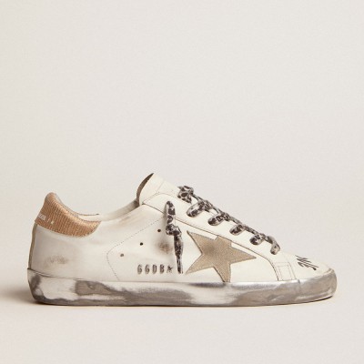 Golden Goose Women's Super-Star Sneakers In White Leather With Gray Suede Star GWF00101.F002696.10943