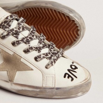 Golden Goose Women's Super-Star Sneakers In White Leather With Gray Suede Star GWF00101.F002696.10943