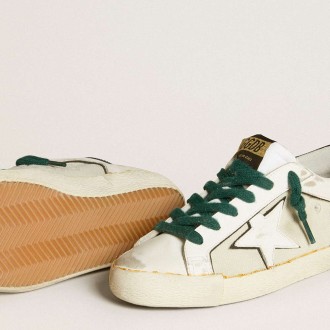 Golden Goose Women's Super-Star Sneakers LAB In White Leather With White Star And Black Heel Tab GWF00103.F006426.11999