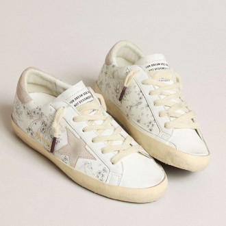 Golden Goose Women's Super-Star Sneakers LTD CNY In White Leather With Lettering On The Upper GWF00101.F005796.11839