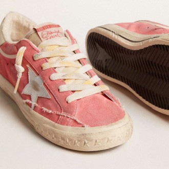 Golden Goose Women's Super-Star Sneakers LTD In Red Suede With Silver Star And Leather Heel Tab GWF00757.F005897.40488