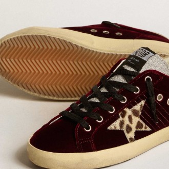 Golden Goose Women's Super-Star Sneakers LTD In Velvet With Pony Skin Star And Glitter Tongue GWF00101.F005127.82493