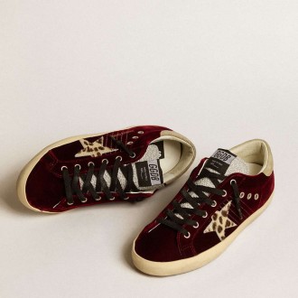 Golden Goose Women's Super-Star Sneakers LTD In Velvet With Pony Skin Star And Glitter Tongue GWF00101.F005127.82493