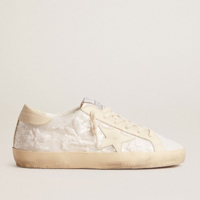 Golden Goose Women's Super-Star Sneakers LTD In White Sequins With Leather Star And Embroidery GWF00759.F005899.11872