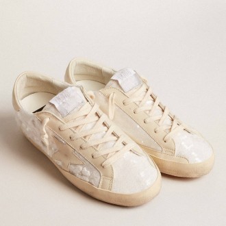 Golden Goose Women's Super-Star Sneakers LTD In White Sequins With Leather Star And Embroidery GWF00759.F005899.11872