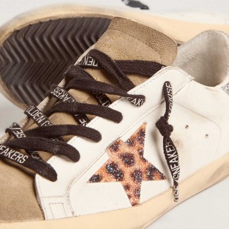 Golden Goose Women's Super-Star Sneakers LTD With Leopard Print And Swarovski Crystal Star GWF00101.F002715.81580