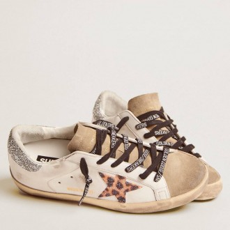 Golden Goose Women's Super-Star Sneakers LTD With Leopard Print And Swarovski Crystal Star GWF00101.F002715.81580