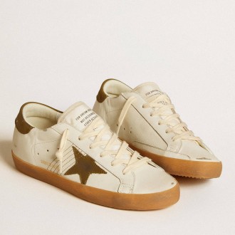 Golden Goose Women's Super-Star Sneakers LTD With Military Green Nubuck Star And Heel Tab GWF00101.F006623.10594