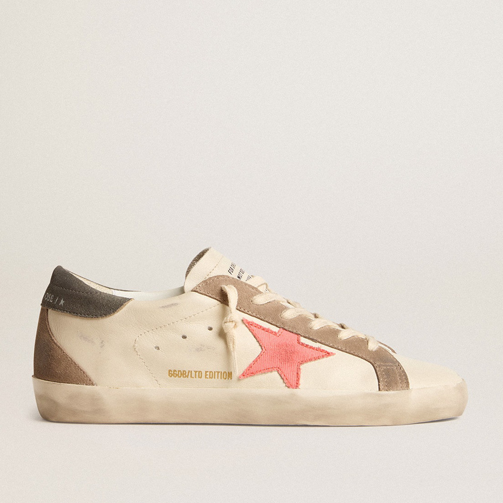 Golden Goose Women's Super-Star Sneakers LTD With Pink Gabardine Star And Gray Suede Heel Tab GWF00102.F005853.82656