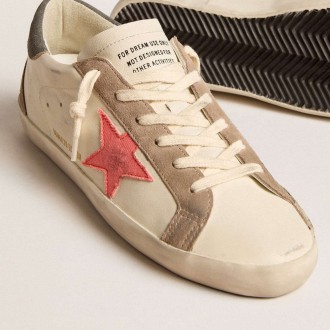 Golden Goose Women's Super-Star Sneakers LTD With Pink Gabardine Star And Gray Suede Heel Tab GWF00102.F005853.82656