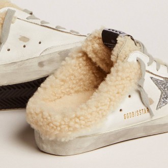 Golden Goose Women's Super-Star Sneakers Sabot In White Leather And Shearling Lining GWF00110.F002306.10224