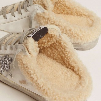 Golden Goose Women's Super-Star Sneakers Sabot In White Leather And Shearling Lining GWF00110.F002306.10224