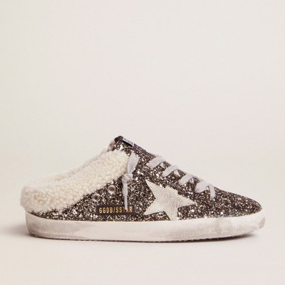 Golden Goose Women's Super-Star Sneakers Sabot With Glitter And Shearling Interior GWF00110.F000296.80293