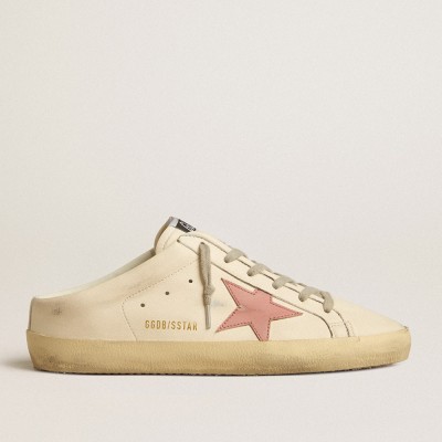 Golden Goose Women's Super-Star Sneakers Sabots In Nappa With Pink Leather Star GWF00110.F005130.11651