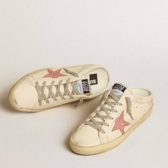 Golden Goose Women's Super-Star Sneakers Sabots In Nappa With Pink Leather Star GWF00110.F005130.11651