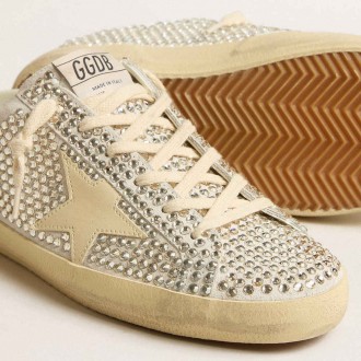 Golden Goose Women's Super-Star Sneakers Sabots LTD In Swarovski Crystals With White Leather Star GWF00110.F005201.10274