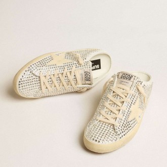 Golden Goose Women's Super-Star Sneakers Sabots LTD In Swarovski Crystals With White Leather Star GWF00110.F005201.10274