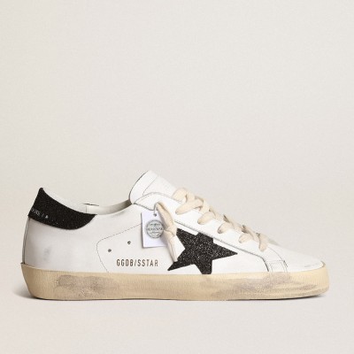 Golden Goose Women's Super-Star Sneakers With A Black Swarovski Crystal Star And Heel Tab GWF00101.F003974.10283