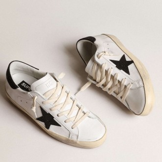 Golden Goose Women's Super-Star Sneakers With A Black Swarovski Crystal Star And Heel Tab GWF00101.F003974.10283