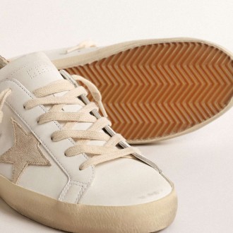 Golden Goose Women's Super-Star Sneakers With A Suede Star And Peach-pink Glitter Heel Tab GWF00102.F004489.11471